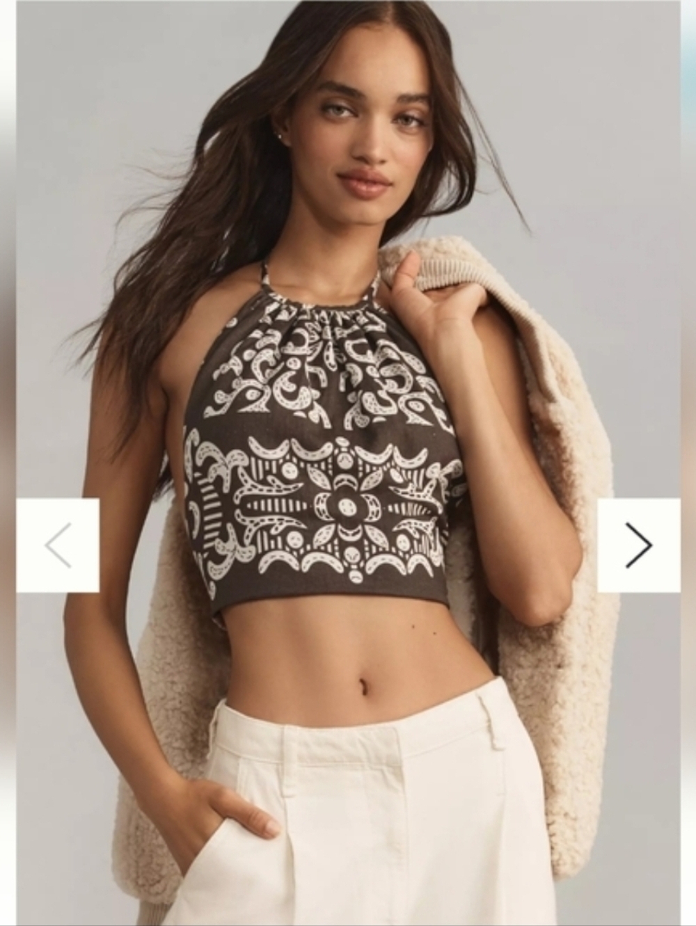 Anthropologie Forever That Girl Bandana Tie Back Halter Top Festival Boho Linen